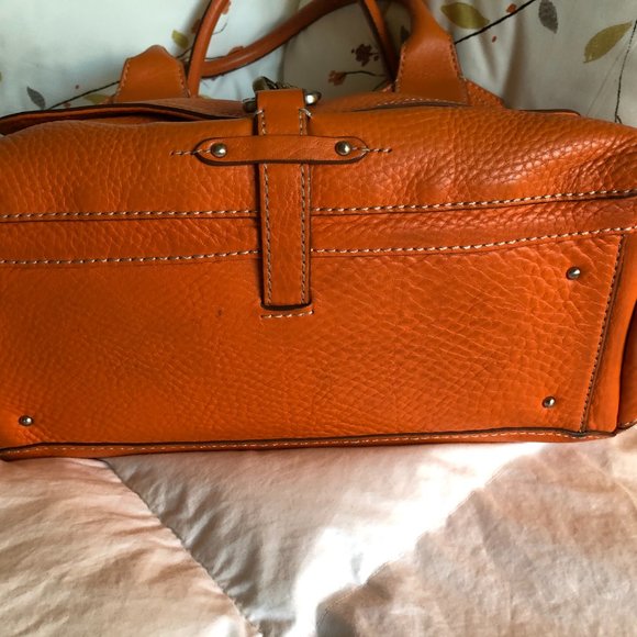 Cole Haan Orange Pebble Leather Satchel - Picture 8 of 8
